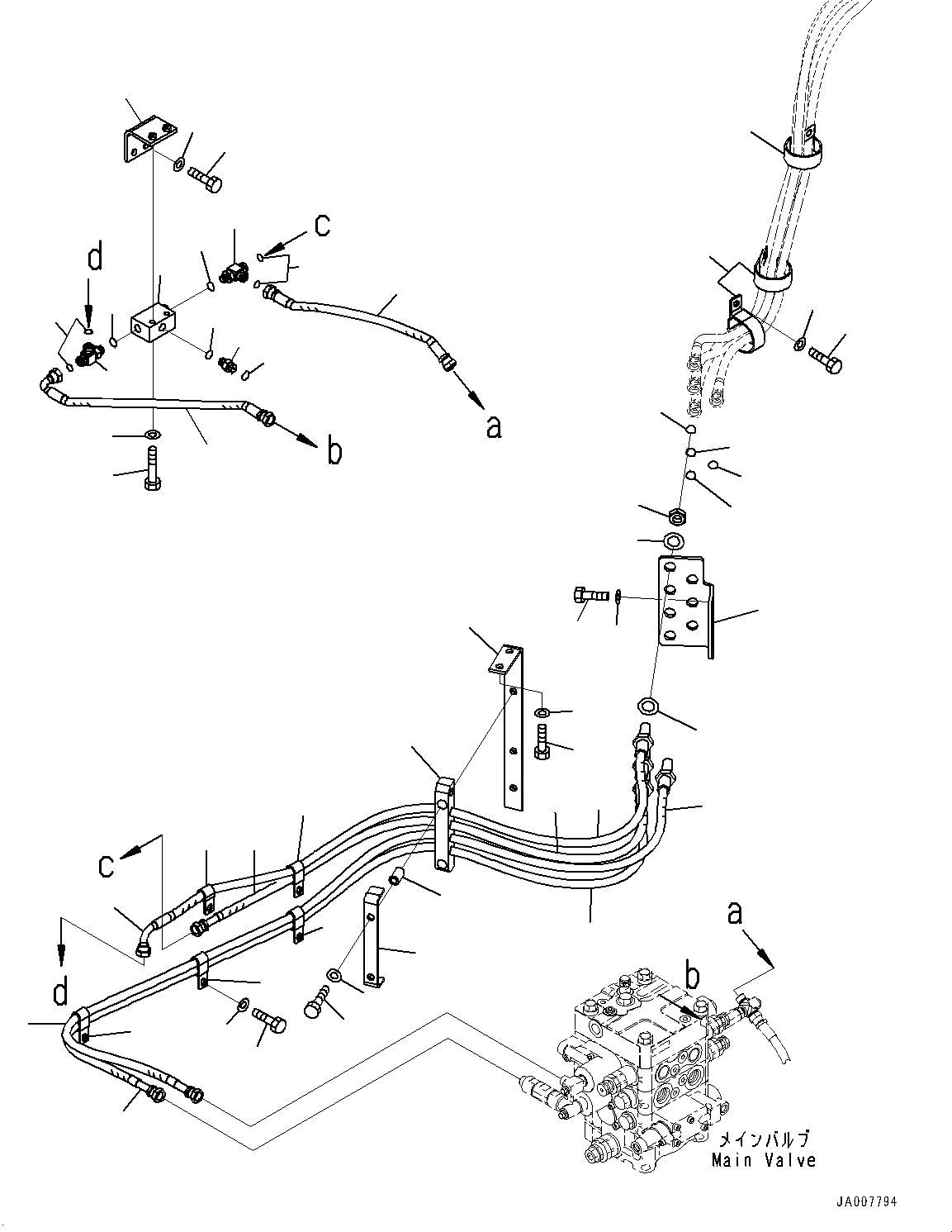 Схема запчастей Komatsu WA380Z-6 - ГИДРОЛИНИЯ, PPC ТРУБЫ (№87-) ГИДРОЛИНИЯ, С 2-Х СЕКЦИОНН. УПРАВЛЯЮЩ. КЛАПАН