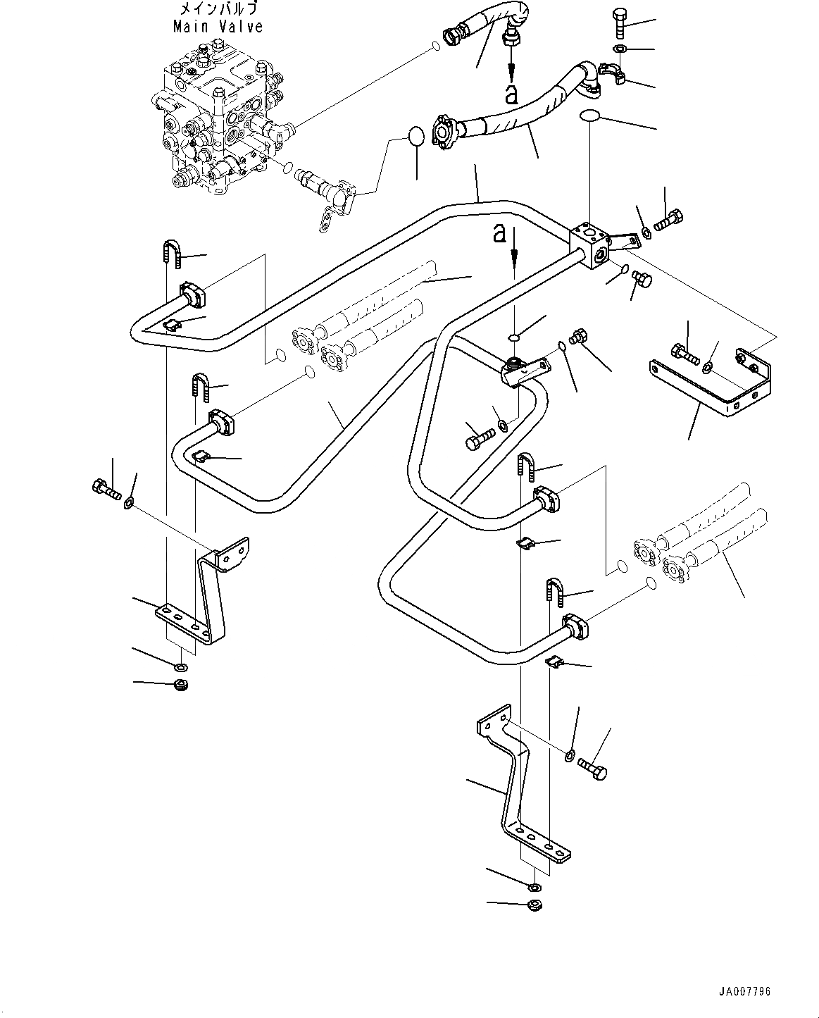 Схема запчастей Komatsu WA380Z-6 - ГИДРОЛИНИЯ, ГИДРОЦИЛИНДР ПОДЪЕМА ТРУБЫ (№87-) ГИДРОЛИНИЯ, С 2-Х СЕКЦИОНН. УПРАВЛЯЮЩ. КЛАПАН