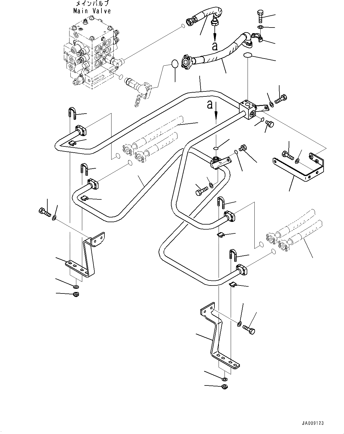Схема запчастей Komatsu WA380Z-6 - ГИДРОЛИНИЯ, ГИДРОЦИЛИНДР ПОДЪЕМА ТРУБЫ (№87-) ГИДРОЛИНИЯ, С 3-Х СЕКЦ. КОНТР. КЛАПАНОМ