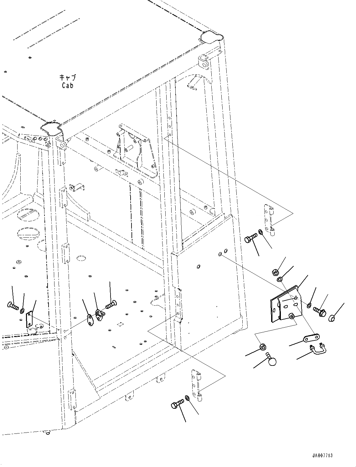 Схема запчастей Komatsu WA380Z-6 - КАБИНА И ОСНОВН. КОНСТРУКЦИЯ ГРУППА, ДВЕРЬ КРЕПЛЕНИЕ (№9-) КАБИНА И ОСНОВН. КОНСТРУКЦИЯ ГРУППА, MONOCOQUE ТИП, С КОНДИЦИОНЕРОМ, УДЛИНН. ВПУСК ВОЗДУХА, ПРЕФИЛЬТР МАСЛ. BATH ТИП