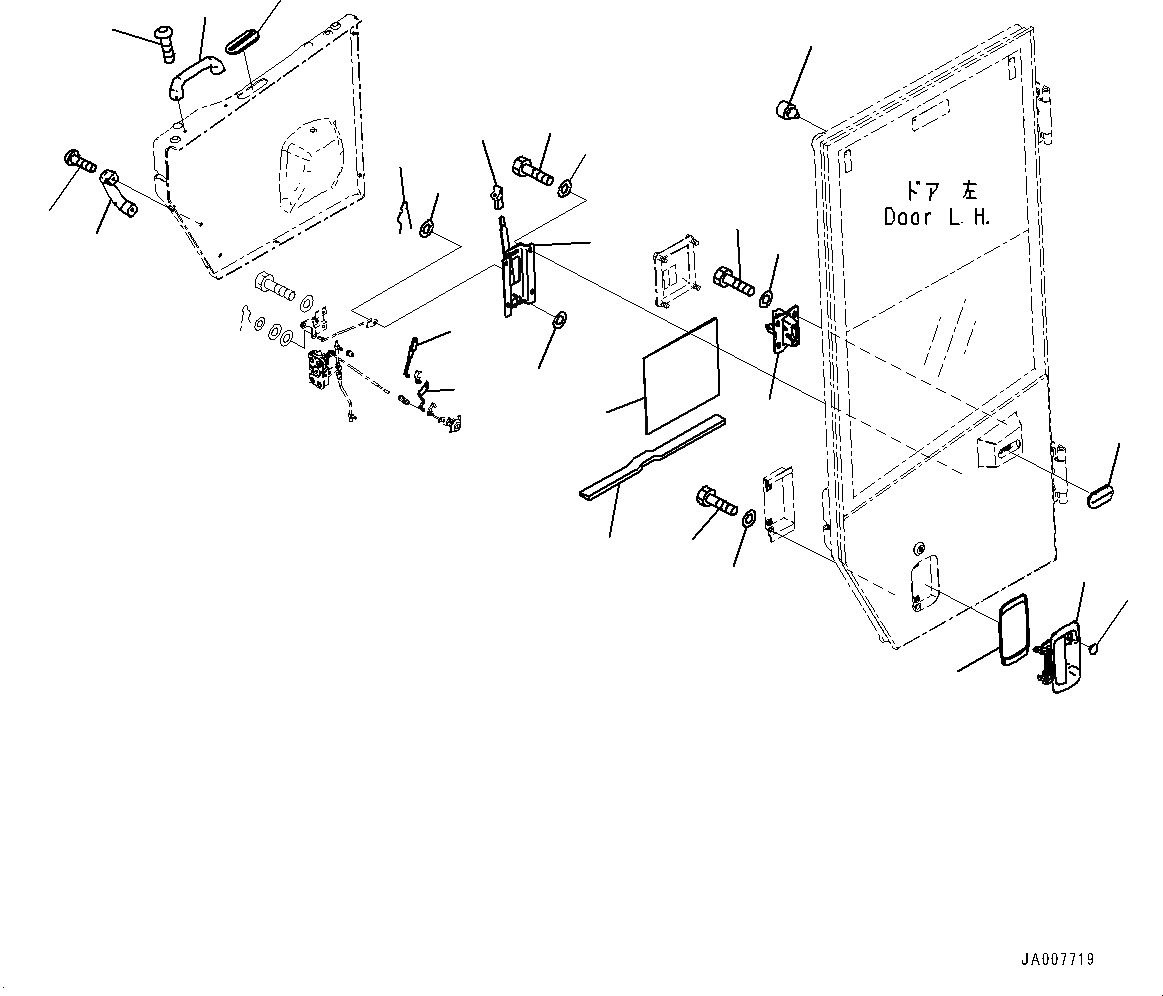 Схема запчастей Komatsu WA380Z-6 - КАБИНА И ОСНОВН. КОНСТРУКЦИЯ ГРУППА, ДВЕРЬ KNOB, ЛЕВ. (№87-9) КАБИНА И ОСНОВН. КОНСТРУКЦИЯ ГРУППА, MONOCOQUE ТИП, С КОНДИЦИОНЕРОМ, KOMTRAX