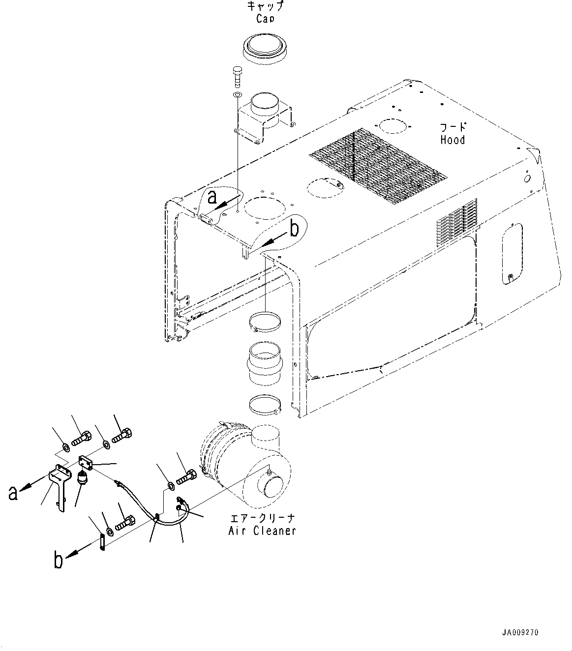 Схема запчастей Komatsu WA380Z-6 - КАПОТ, ИНДИКАТОР ПЫЛИ (№87-) КАПОТ, С УДЛИНН. ВПУСК ВОЗДУХА, КРЫШКА ТИП