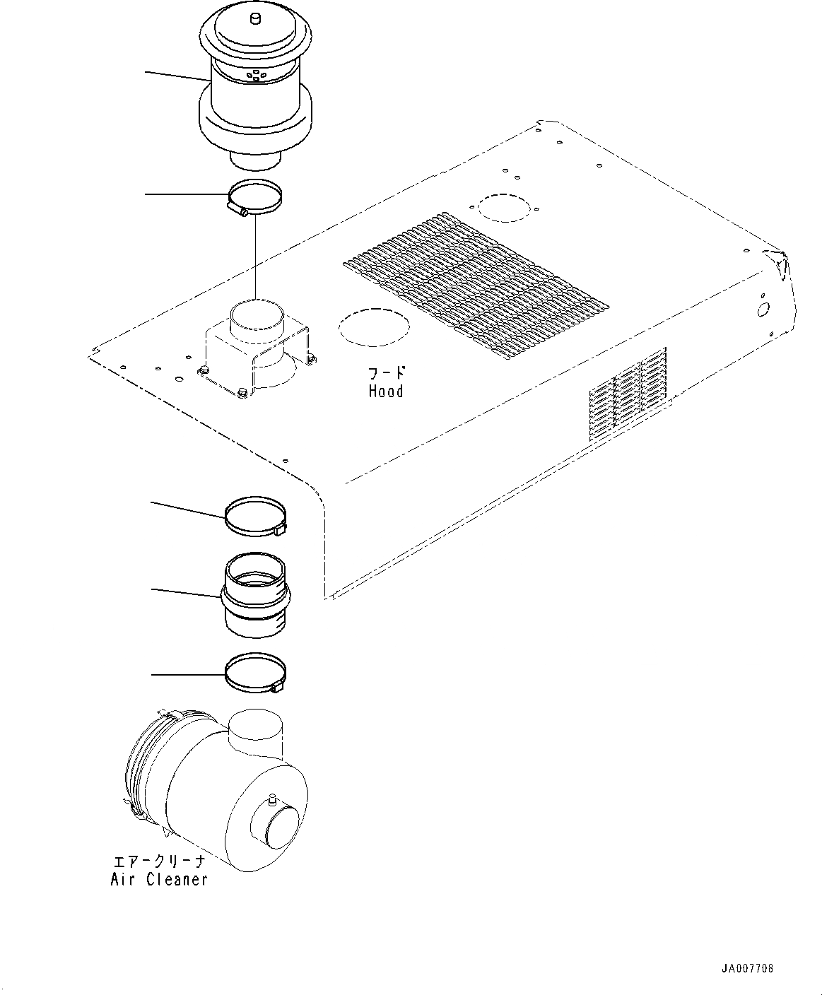 Схема запчастей Komatsu WA380Z-6 - КАПОТ, ПРЕФИЛЬТР (№87-) КАПОТ, С УДЛИНН. ВПУСК ВОЗДУХА, ПРЕФИЛЬТР TURBO ТИП