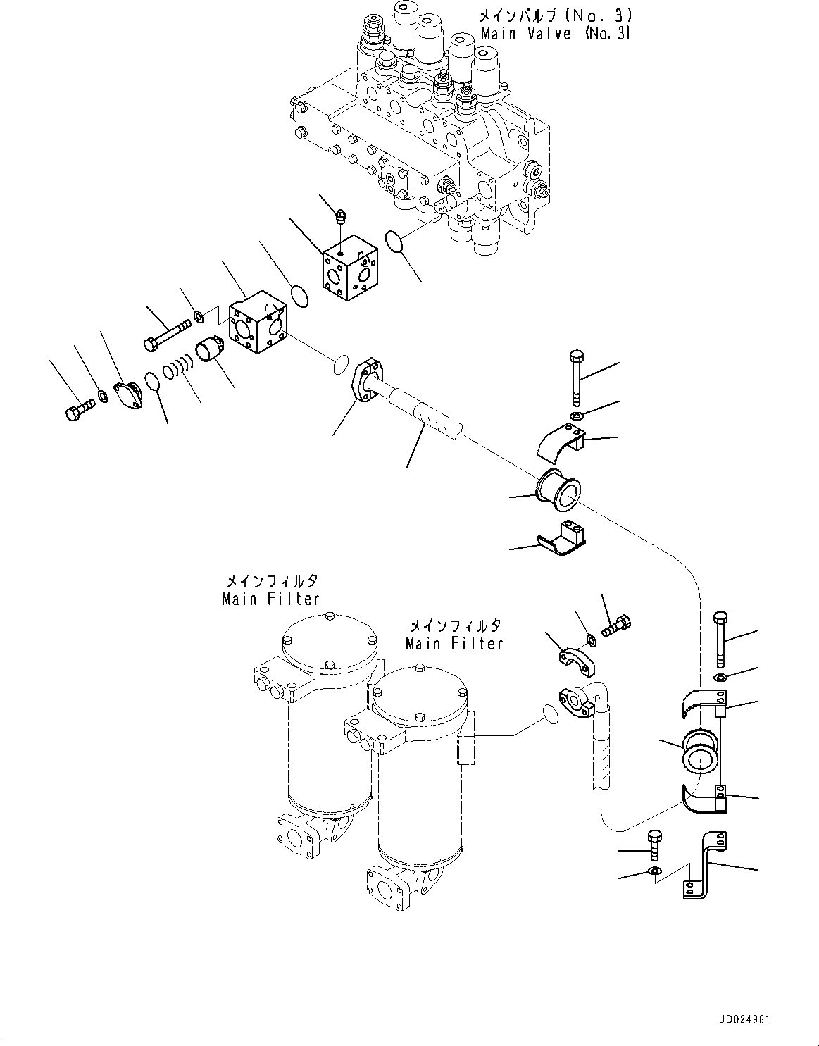 Схема запчастей Komatsu PC1250-8R - ВОЗВРАТ. ТРУБЫ, HOT AREA ARRANGEMENT (+DEG C), NO. КЛАПАН (№-) ВОЗВРАТ. ТРУБЫ, HOT AREA ARRANGEMENT (+DEG C)