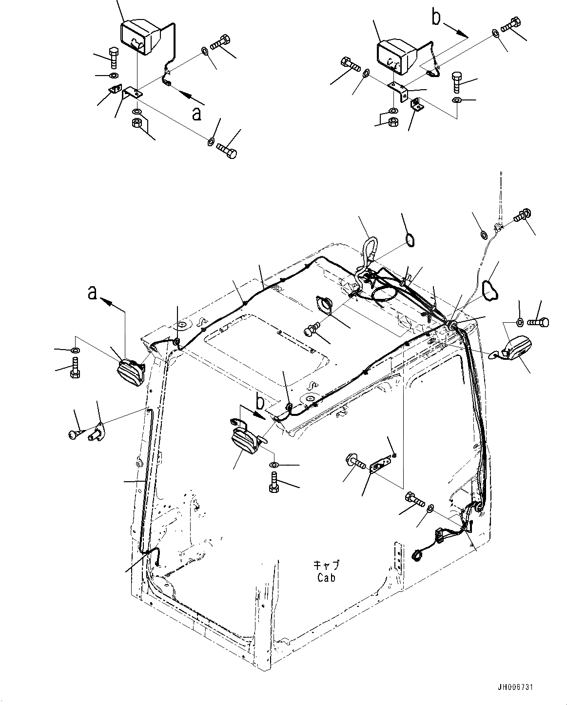 Схема запчастей Komatsu PC1250-8R - КАБИНА, ЛАМПА РАБОЧ. ОСВЕЩЕНИЯ (№-) КАБИНА