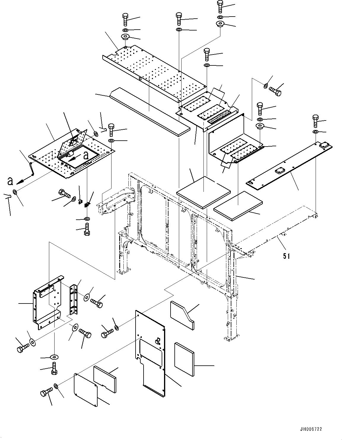Схема запчастей Komatsu PC1250-8R - ЗАДН. КРЫШКА, КРЫШКА(№-) ЗАДН. КРЫШКА