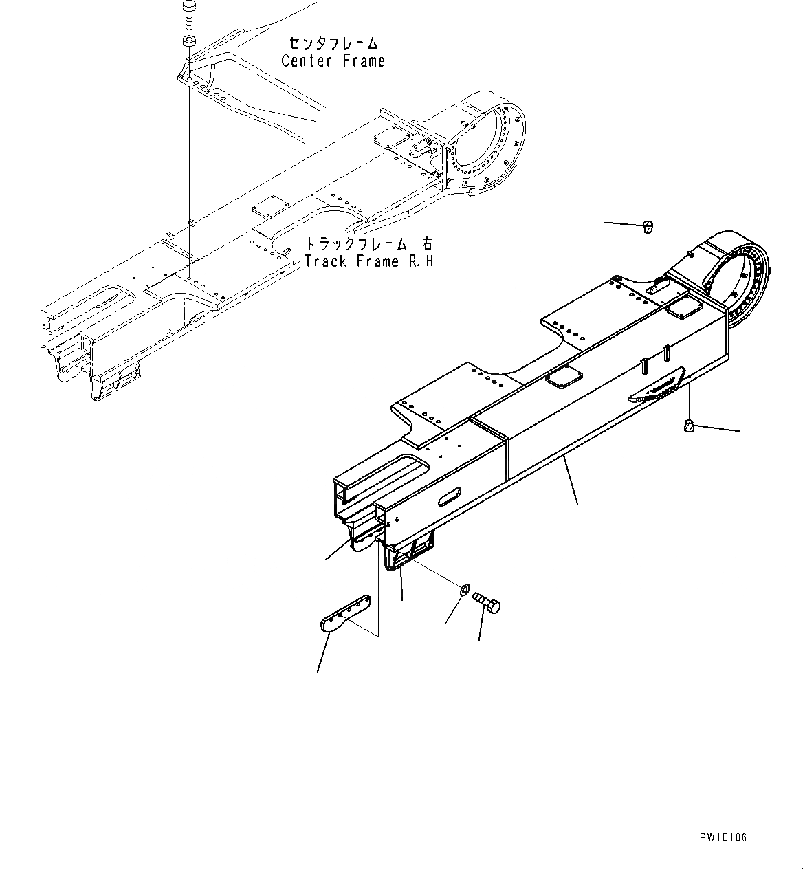 Схема запчастей Komatsu PC1250-8R - ГУСЕНИЧНАЯ РАМА, С RUSTЗАЩИТА SPRING, ЛЕВ. (№-) ГУСЕНИЧНАЯ РАМА, С RUSTЗАЩИТА SPRING