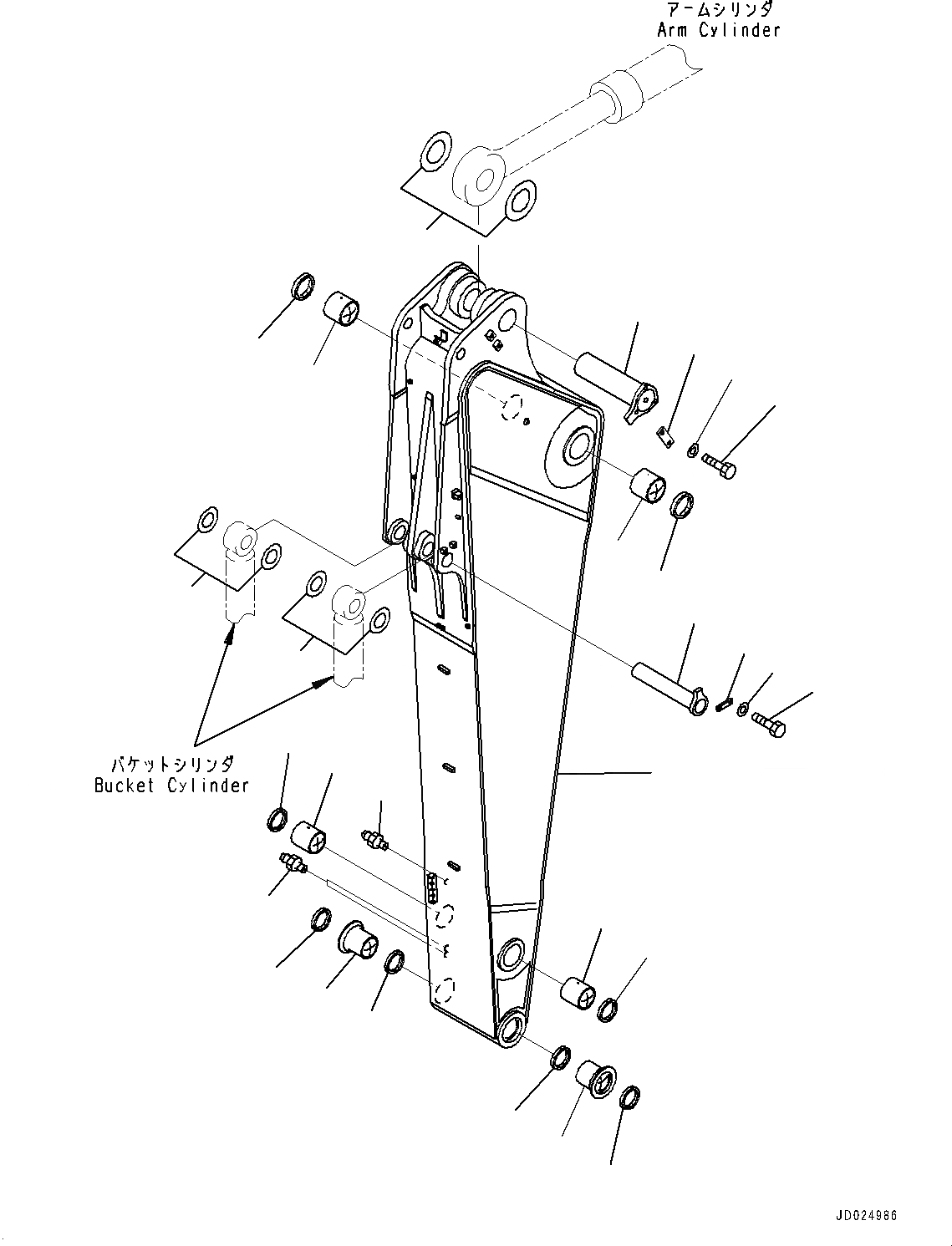 Схема запчастей Komatsu PC1250-8R - РУКОЯТЬ, MM, УСИЛ. ТИП, РУКОЯТЬ И ПАЛЕЦ (№-) РУКОЯТЬ, MM, УСИЛ. ТИП