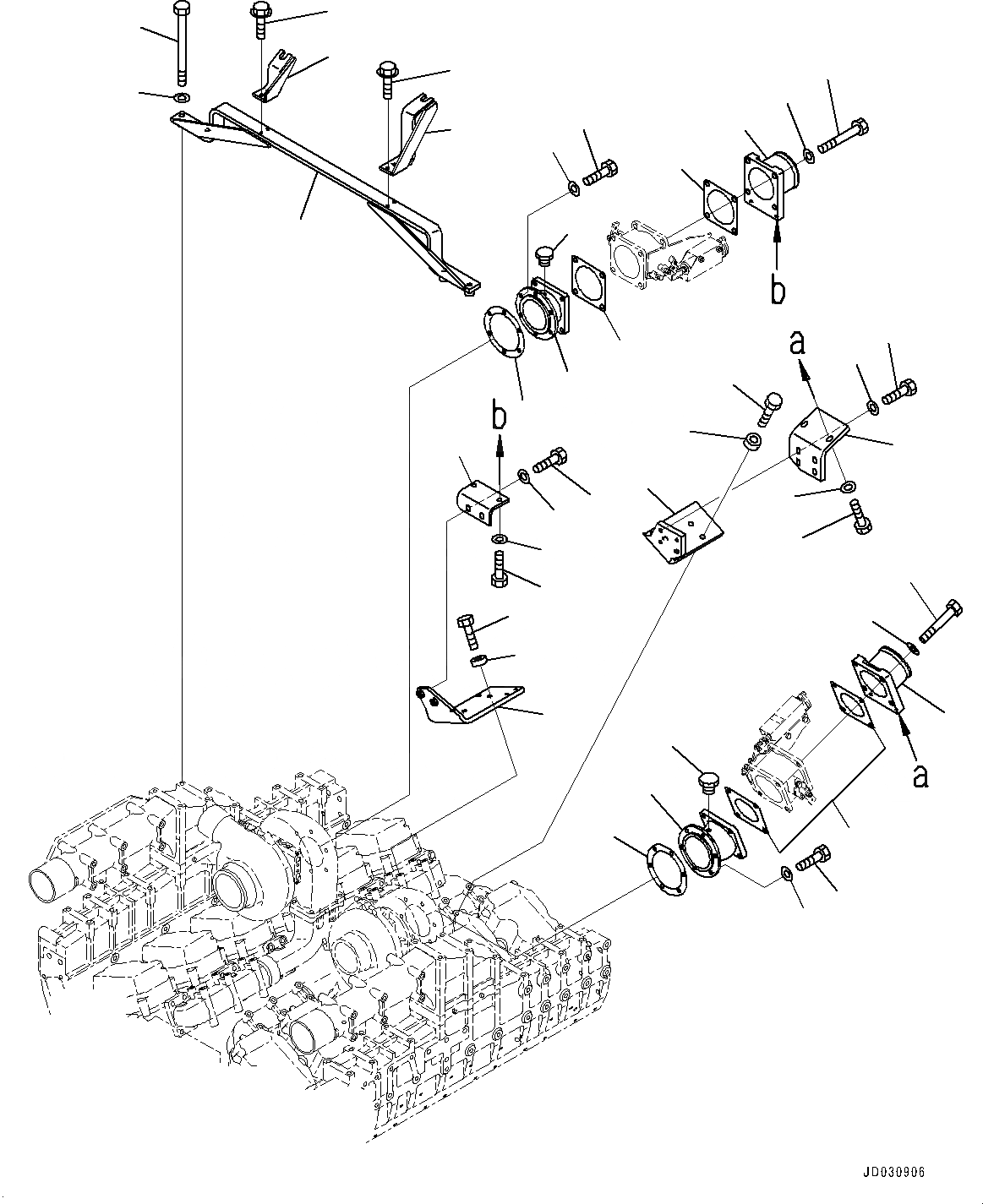 Схема запчастей Komatsu SAA12V140E-3B - ГОРНЫЙ ТОРМОЗ, ЭЛЕМЕНТЫ КРЕПЛЕНИЯ (№-) ГОРНЫЙ ТОРМОЗ, ДЛЯ ДВИГАТЕЛЬ ГОРНЫЙ ТОРМОЗ СИСТЕМА