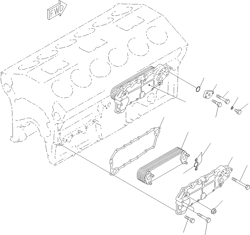 Схема запчастей Komatsu SAA12V140E-3B - ДВИГАТЕЛЬ МАСЛООХЛАДИТЕЛЬ (№77-) ДВИГАТЕЛЬ МАСЛООХЛАДИТЕЛЬ