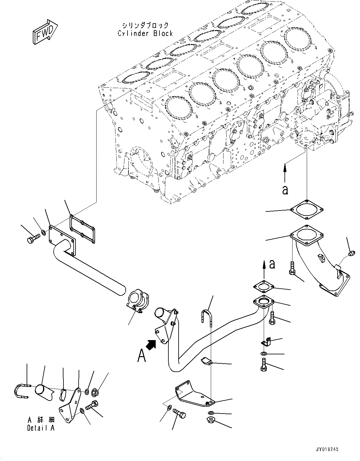 Схема запчастей Komatsu SAA12V140E-3B - ВОДЯНАЯ ПОМПА, BYPASS ТРУБКА (№77-) ВОДЯНАЯ ПОМПА