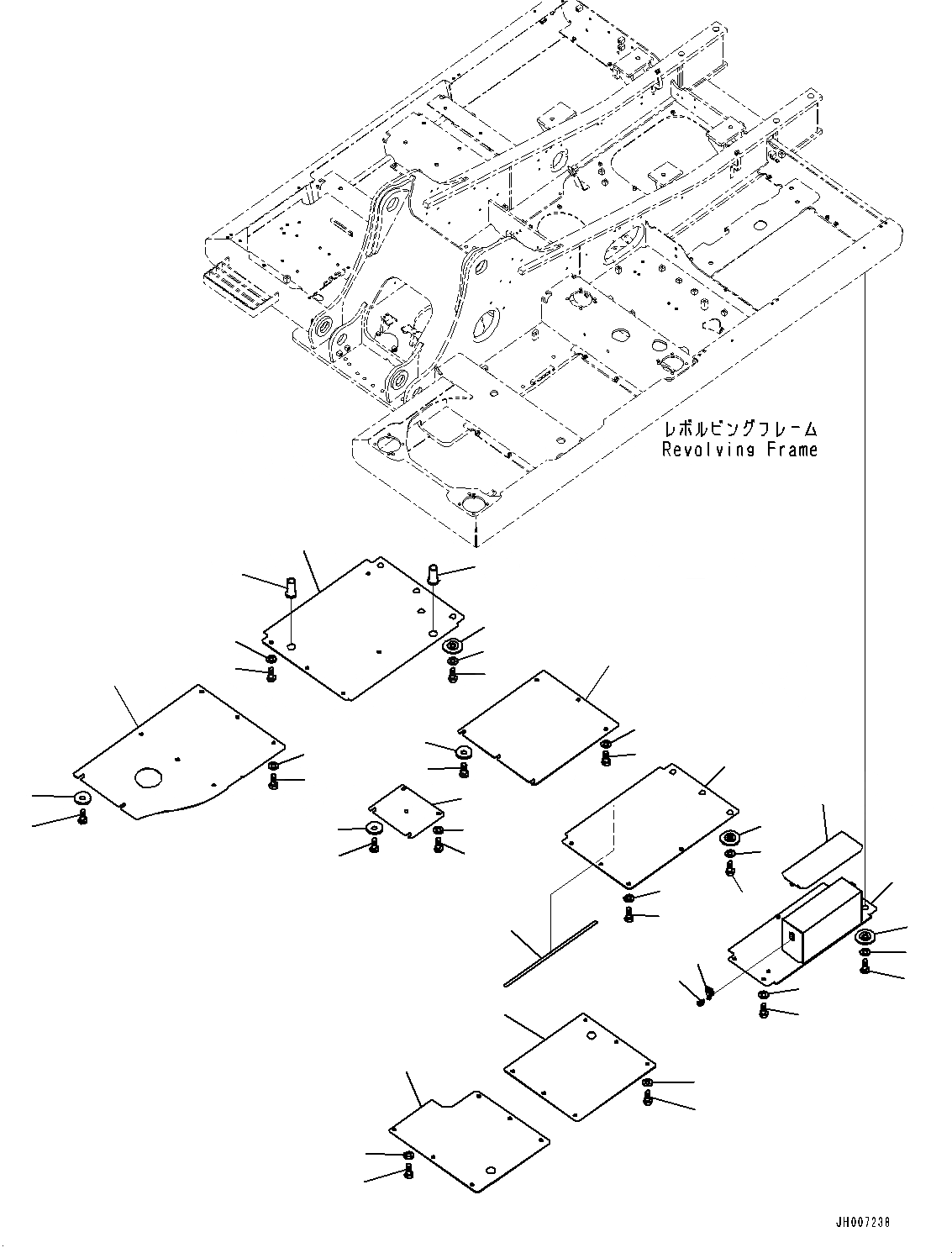 Схема запчастей Komatsu PC200-8M0 - НИЖН. КРЫШКА (№-) НИЖН. КРЫШКА