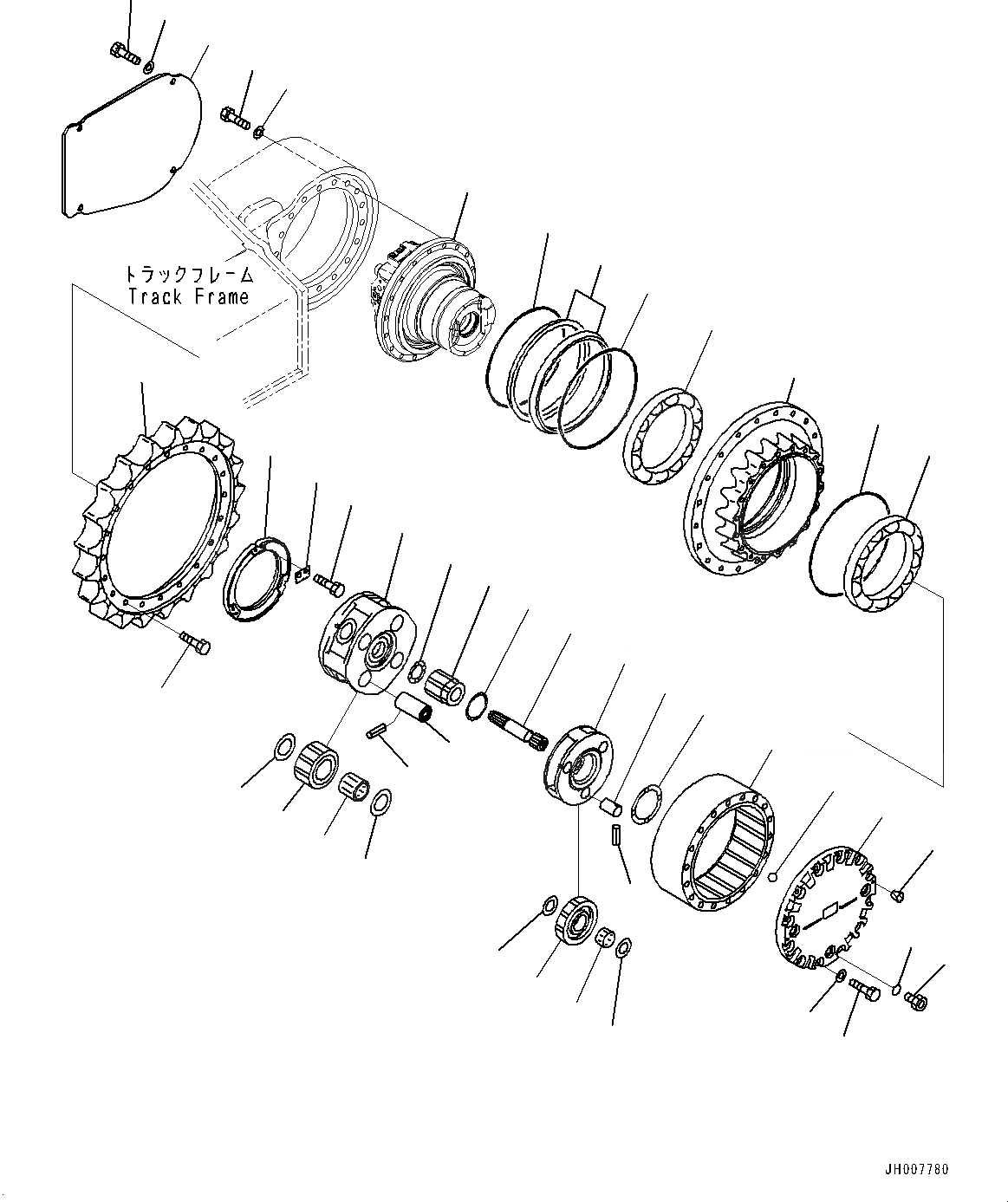 Схема запчастей Komatsu PC200-8M0 - МОТОР ХОДА И КОНЕЧНАЯ ПЕРЕДАЧА, КОНЕЧНАЯ ПЕРЕДАЧА (№-) МОТОР ХОДА И КОНЕЧНАЯ ПЕРЕДАЧА