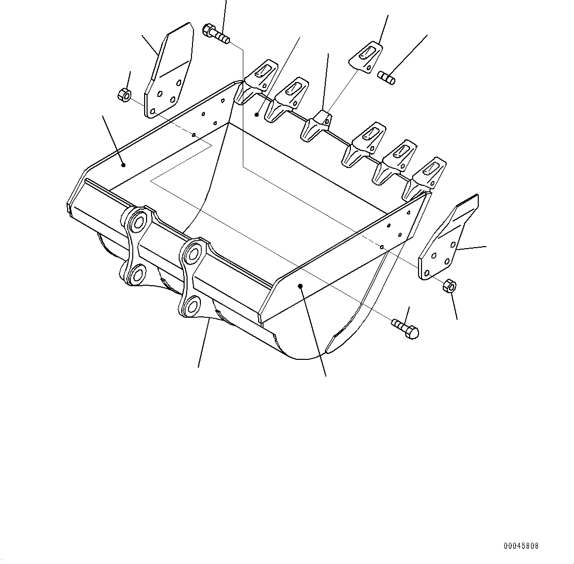 Схема запчастей Komatsu PC200-8M0 - КОВШ (№-) КОВШ, .M, MM ШИР., ГОРИЗОНТАЛЬН. ПАЛЕЦ, БОКОРЕЗЫ