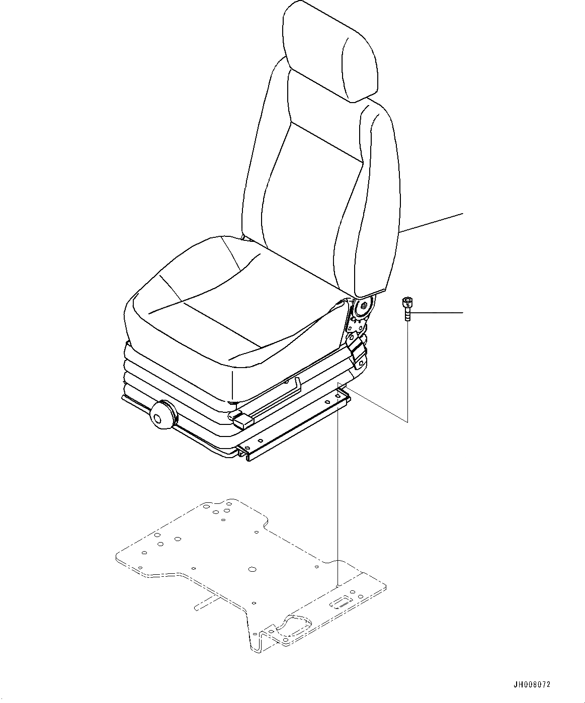 Схема запчастей Komatsu PC200LC-8M0 - СИДЕНЬЕ ОПЕРАТОРА (№-) СИДЕНЬЕ ОПЕРАТОРА, С ВОЗД. ПОДВЕСКОЙ, HI BACK, ТКАНЬ, С ОТКИДН. СПИНКОЙ, НАКЛОН.