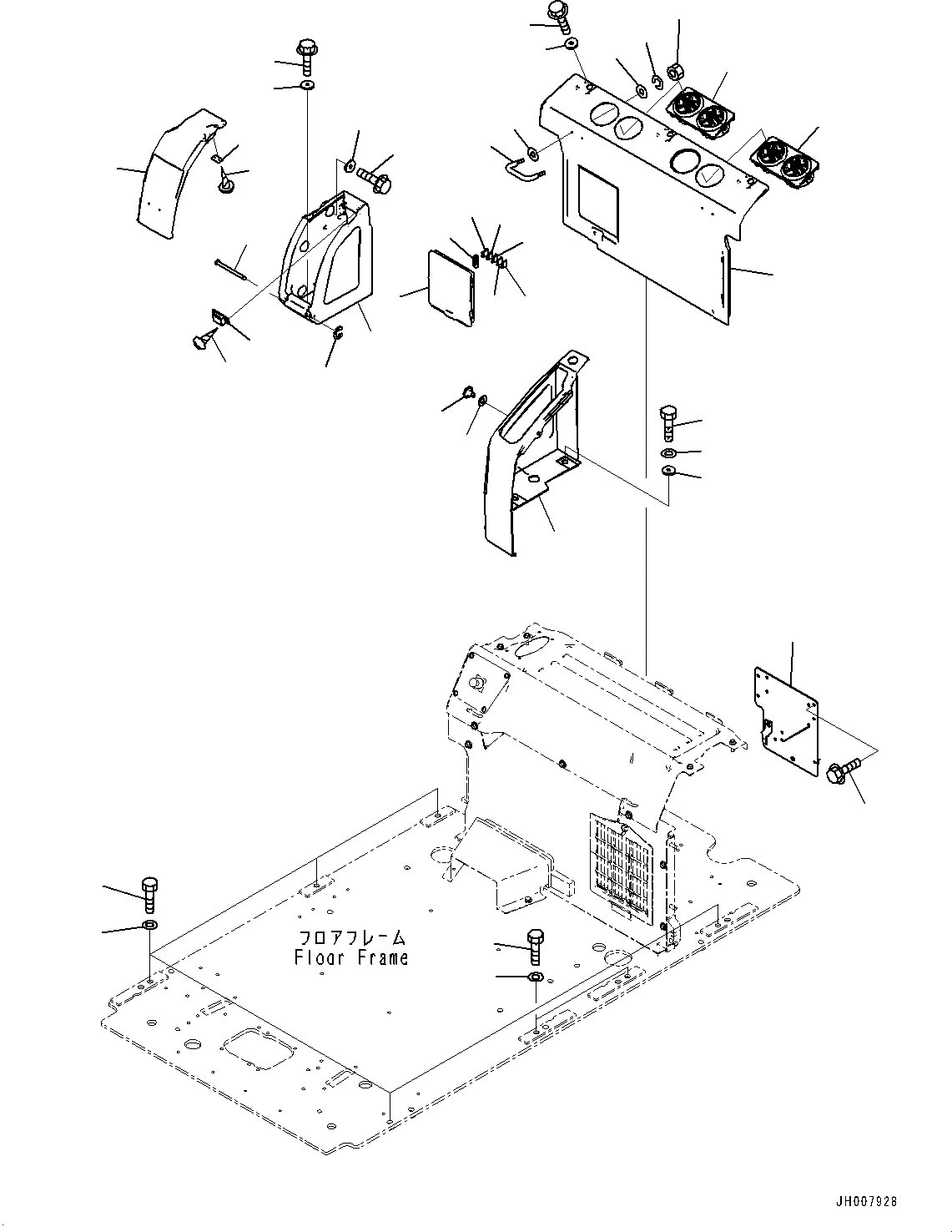 Схема запчастей Komatsu PC200LC-8M0 - КАБИНА, КАБИНА IN ЧАСТИ, ЗАДН. КРЫШКА (№-) КАБИНА, ПРАВ. И ЗАДН. ФИКС. ОКНА, С KOMTRAX, GPRS