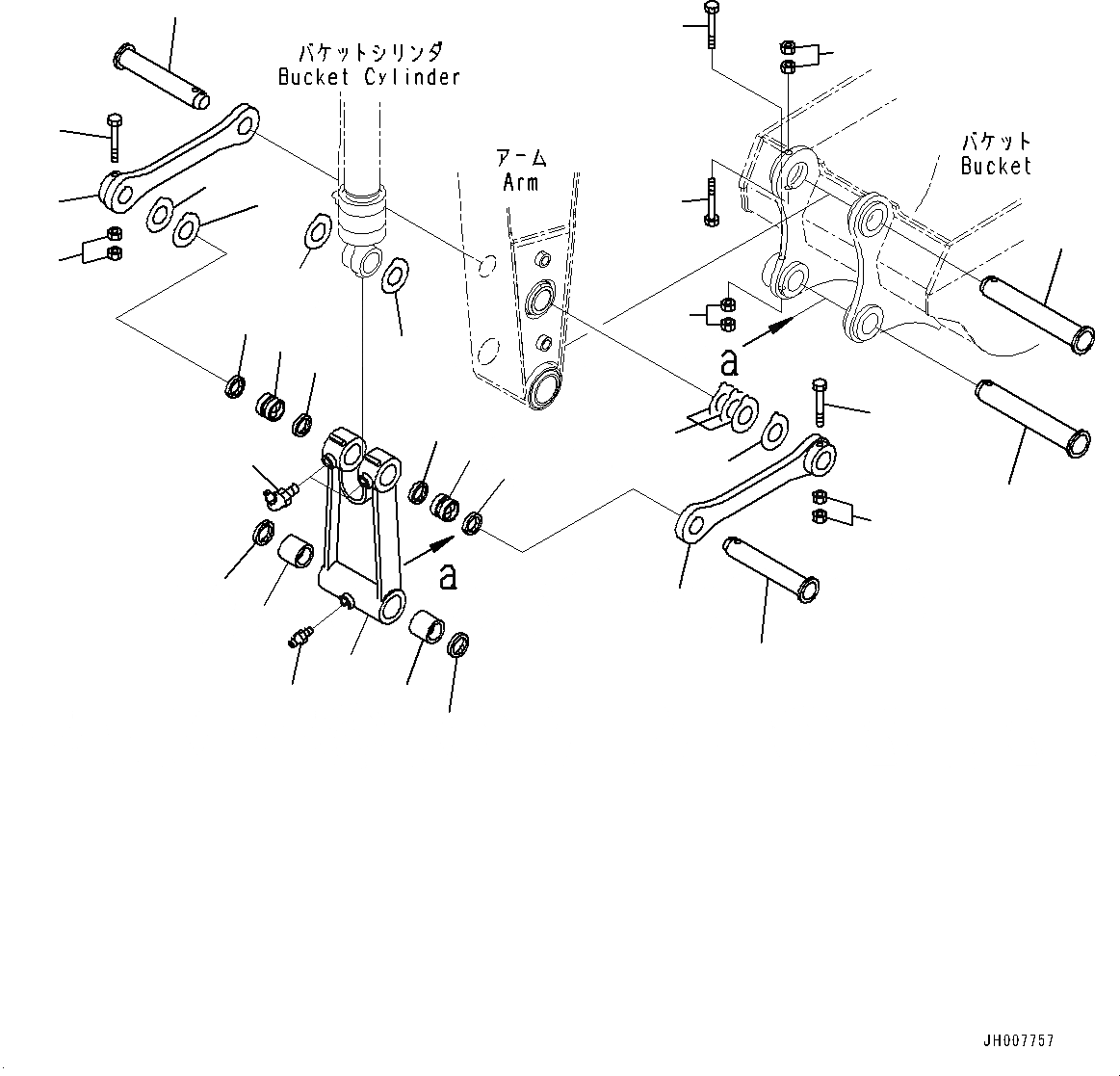 Схема запчастей Komatsu PC200LC-8M0 - РУКОЯТЬ, СОЕДИНЕНИЕ КОВША (№-) РУКОЯТЬ, MM, ЧАС. СМАЗКА INTERVAL