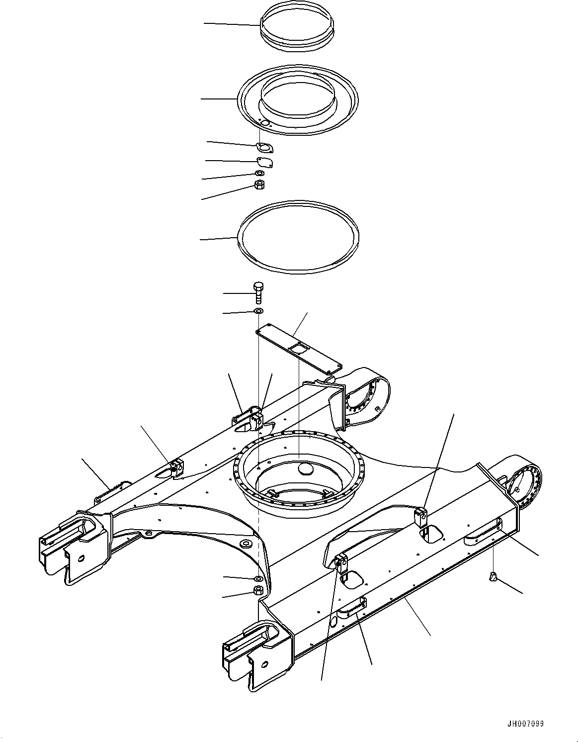 Схема запчастей Komatsu PC210LC-10 - ГУСЕНИЧНАЯ РАМА (№-) ГУСЕНИЧНАЯ РАМА, ПОЛН. LENGTH ЗАЩИТА ОПОРНЫХ КАТКОВ ИЛИ НИЖН. КРЫШКА
