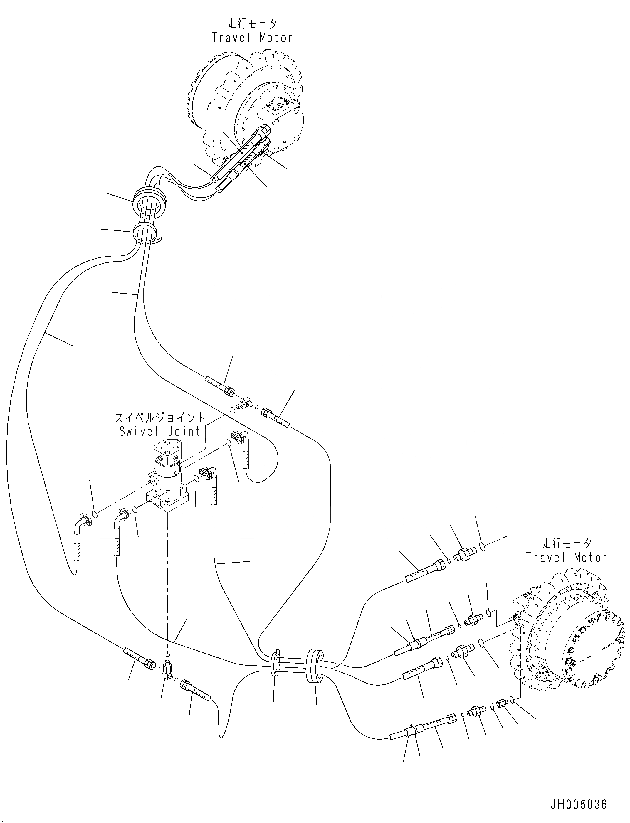 Схема запчастей Komatsu PC210-10 - ХОД ТРУБЫ ХОД ТРУБЫ
