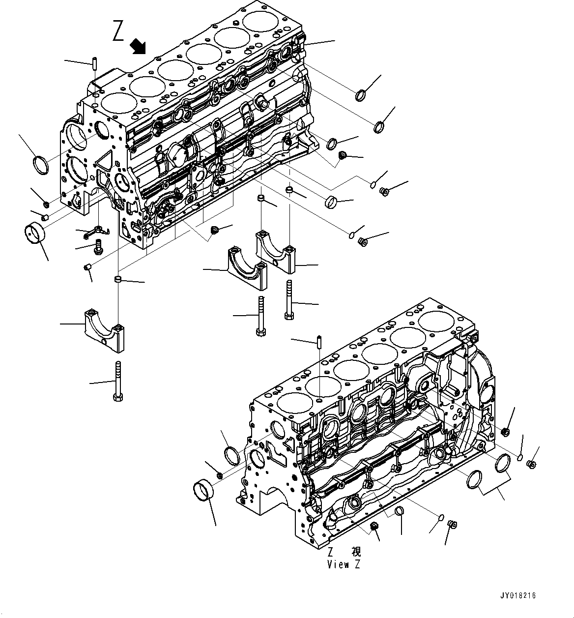 Схема запчастей Komatsu SAA6D107E-2E - БЛОК ЦИЛИНДРОВ (№-) БЛОК ЦИЛИНДРОВ