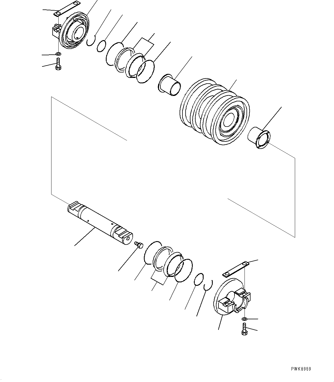 Схема запчастей Komatsu D61EX-23 - ОПОРНЫЙ КАТОК, ДВУБОРТН. (№-) ОПОРНЫЙ КАТОК