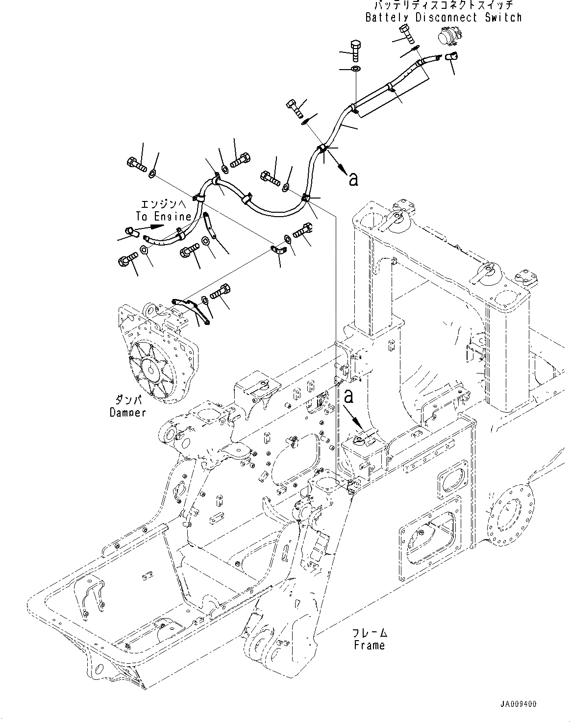 Схема запчастей Komatsu D61PX-23 - ДВИГАТЕЛЬ ПРОВОДКА, АККУМУЛЯТОР КАБЕЛЬ (№-) ДВИГАТЕЛЬ ПРОВОДКА