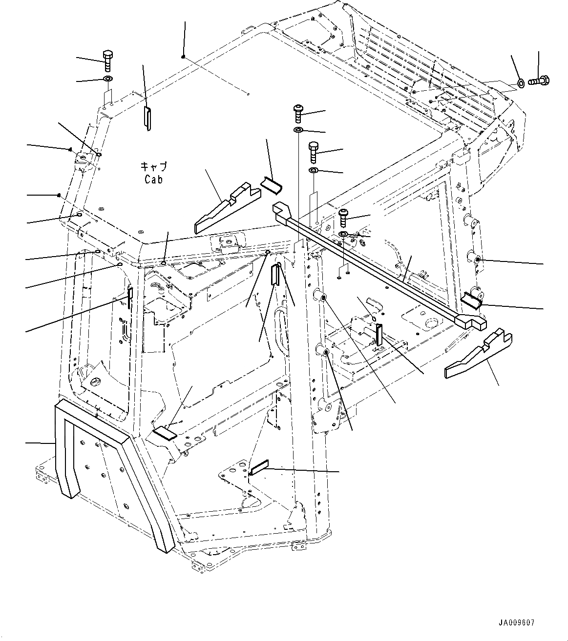 Схема запчастей Komatsu D61PX-23 - КАБИНА, ЗАГЛУШКА И НАРУЖН. УПЛОТНЕНИЕ (№-) КАБИНА, С AM-FM STEREO РАДИО С AUX ФИКСИР., СЕВ. АМЕРИКА, ЗАДН.VIEW CAMERA