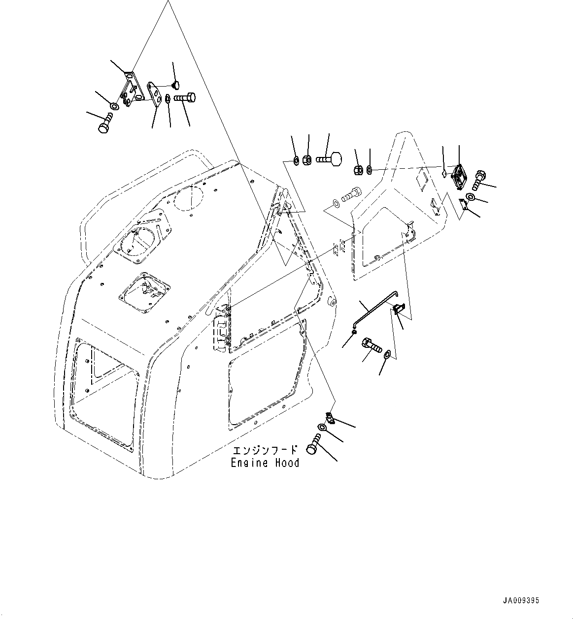 Схема запчастей Komatsu D61PX-23 - КАПОТ, ЧАСТИ ДВЕРИ (№-) КАПОТ, БЕЗ D MACHINE УПРАВЛ-Е ЗАГЛУШКА И PLAY