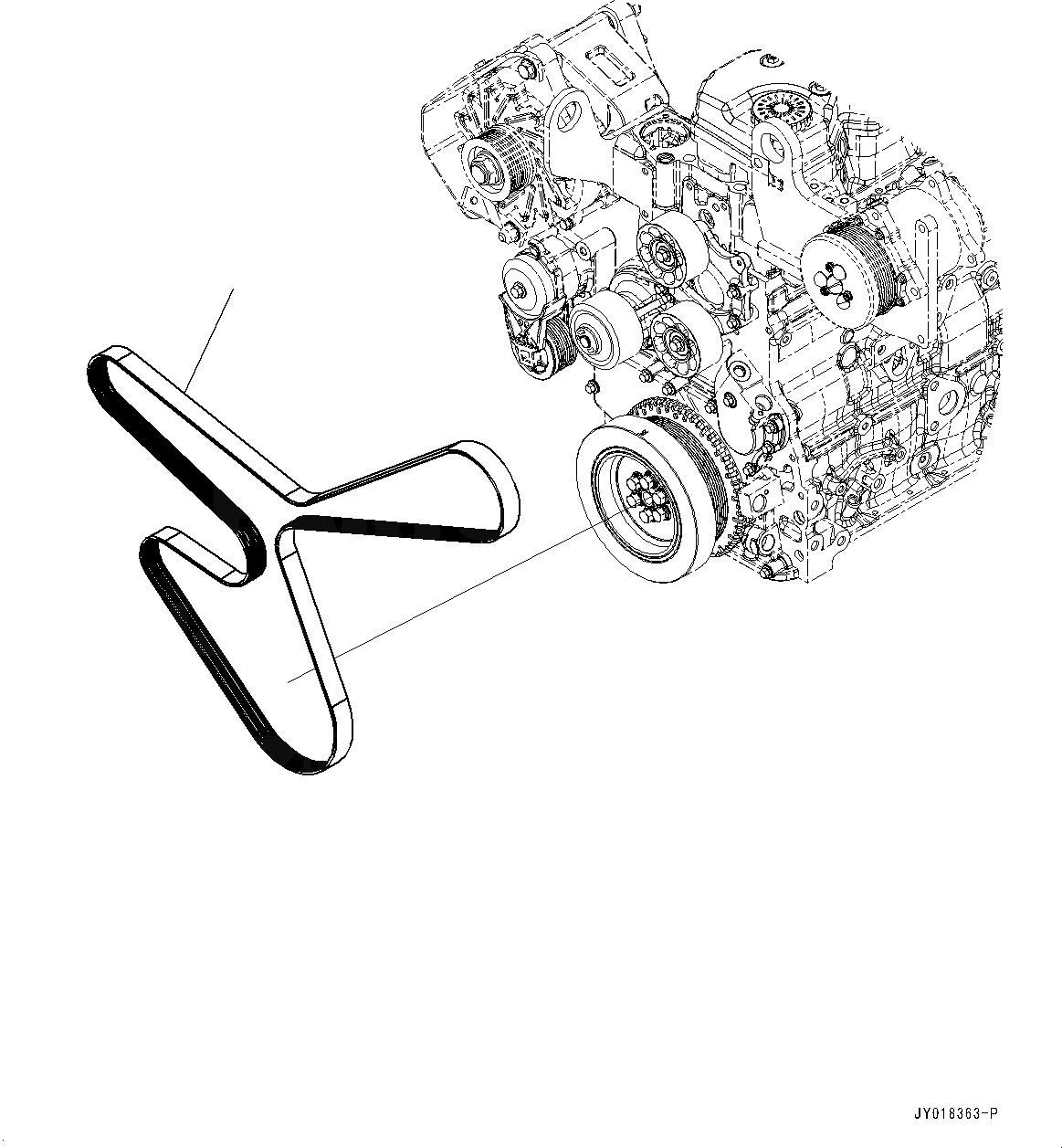 Схема запчастей Komatsu SAA6D107E-2D - ПРИВОД ВОДЯН. ПОМПЫ РЕМЕНЬ (№7-) ПРИВОД ВОДЯН. ПОМПЫ РЕМЕНЬ, 9AMP