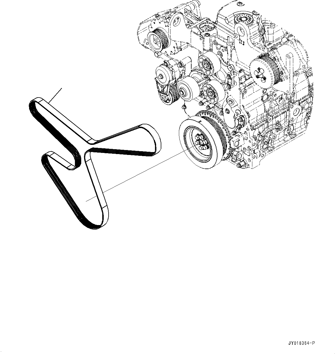 Схема запчастей Komatsu SAA6D107E-2D - ПРИВОД ВОДЯН. ПОМПЫ РЕМЕНЬ (№7-) ПРИВОД ВОДЯН. ПОМПЫ РЕМЕНЬ, AMP