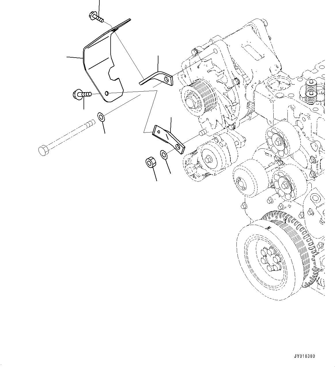 Схема запчастей Komatsu SAA6D107E-2D - ГЕНЕРАТОР КРЫШКА(№7-) ГЕНЕРАТОР COVER, 9AMP