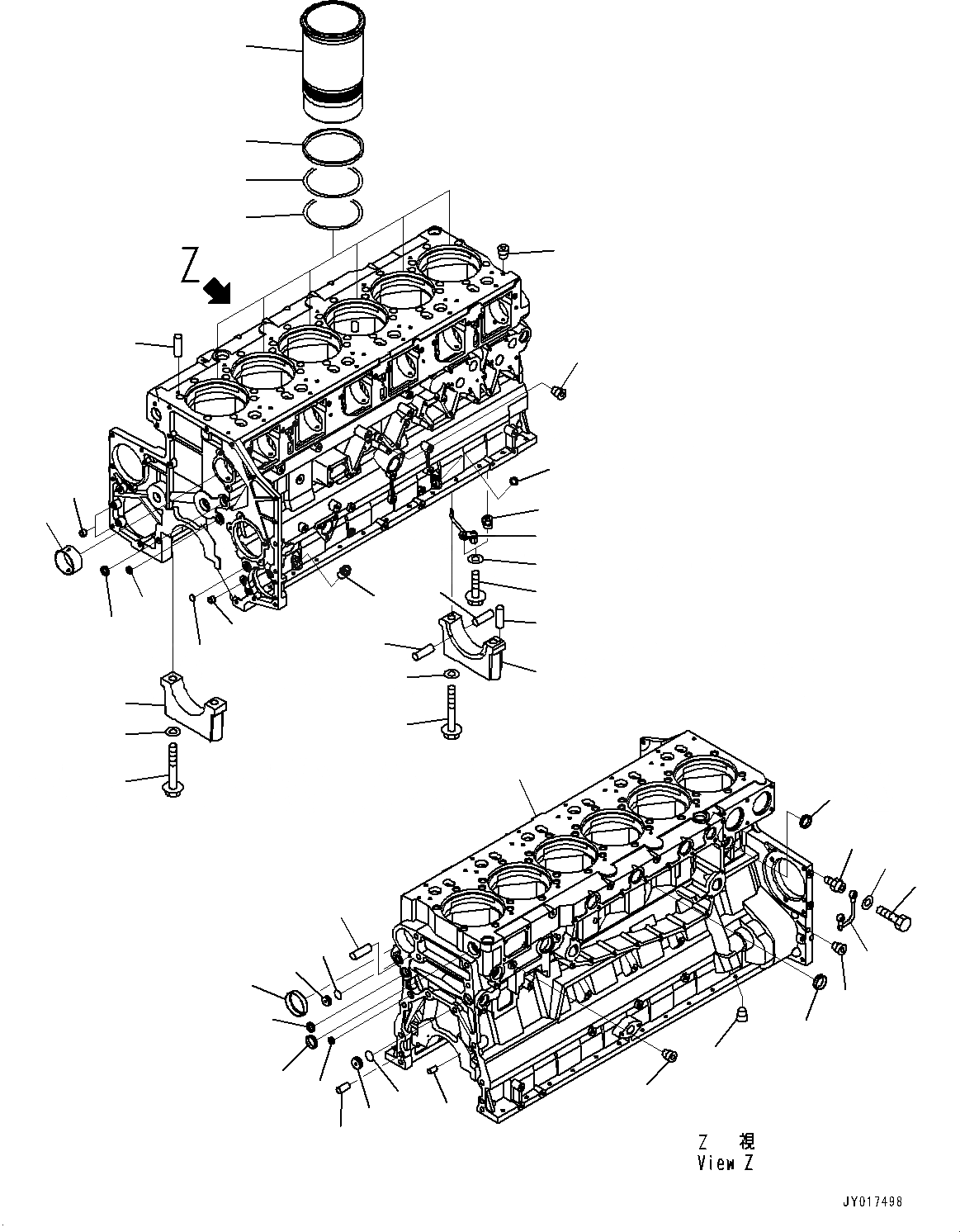 Схема запчастей Komatsu SAA6D140E-6A - БЛОК ЦИЛИНДРОВ (№7-) БЛОК ЦИЛИНДРОВ