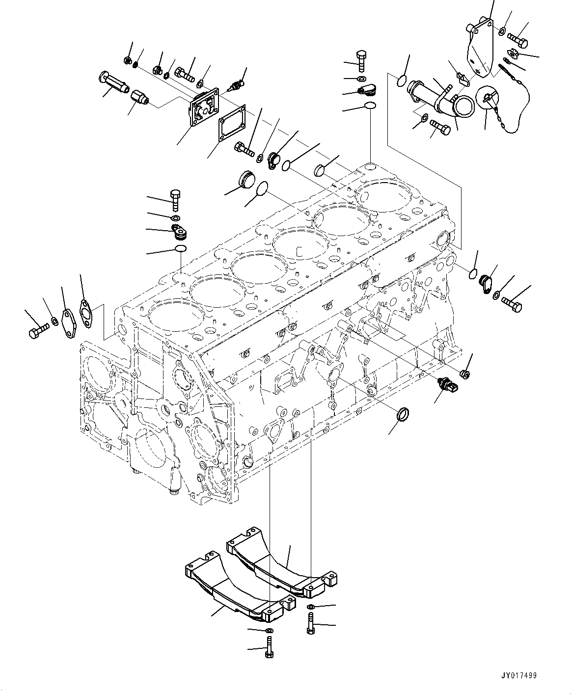 Схема запчастей Komatsu SAA6D140E-6A - ЭЛЕМЕНТЫ БЛОКА ЦИЛИНДРОВ (№7-) ЭЛЕМЕНТЫ БЛОКА ЦИЛИНДРОВ