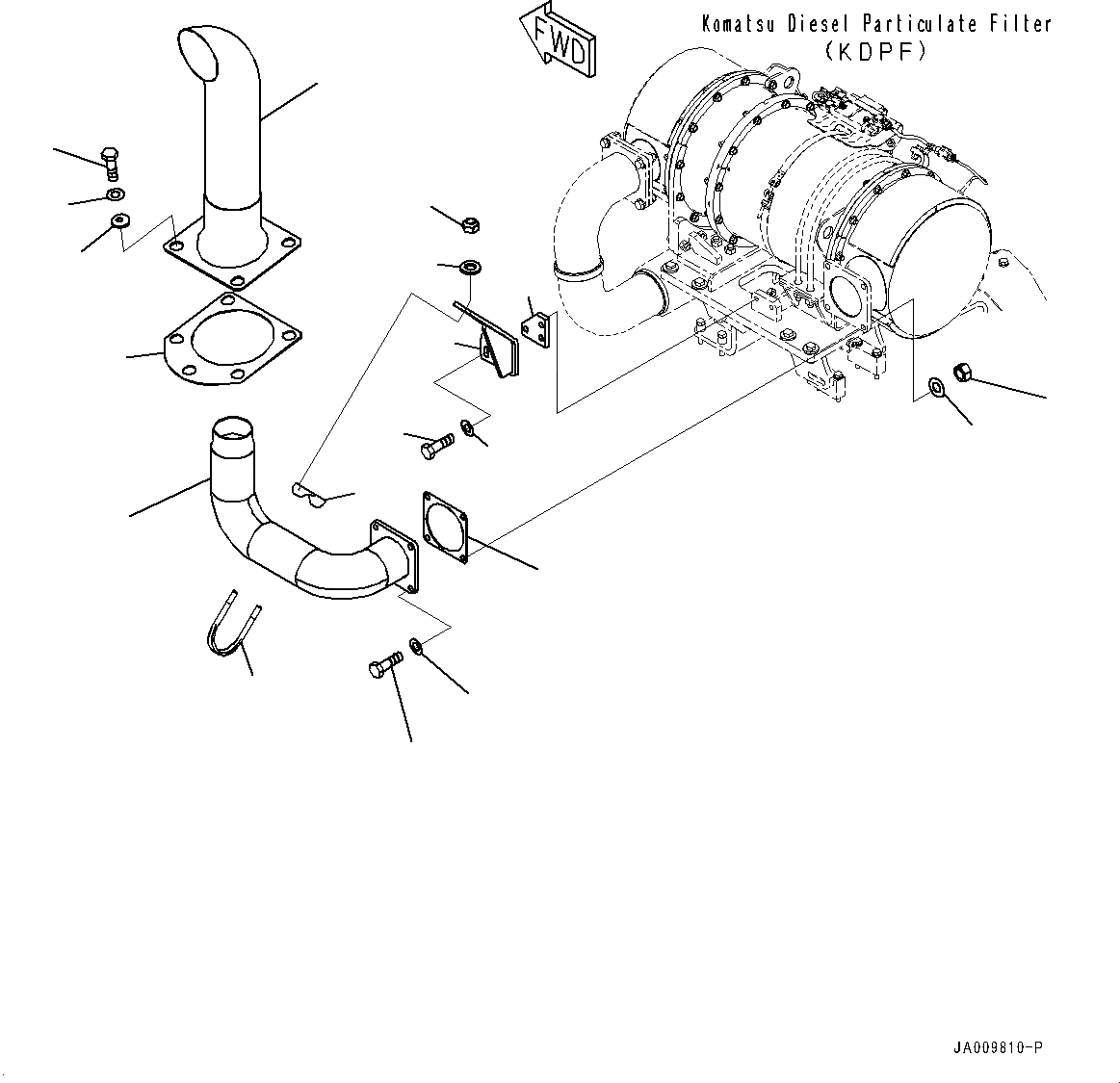 Схема запчастей Komatsu WA470-7 - ВЫХЛОПНАЯ ТРУБА (№-) ВЫХЛОПНАЯ ТРУБА