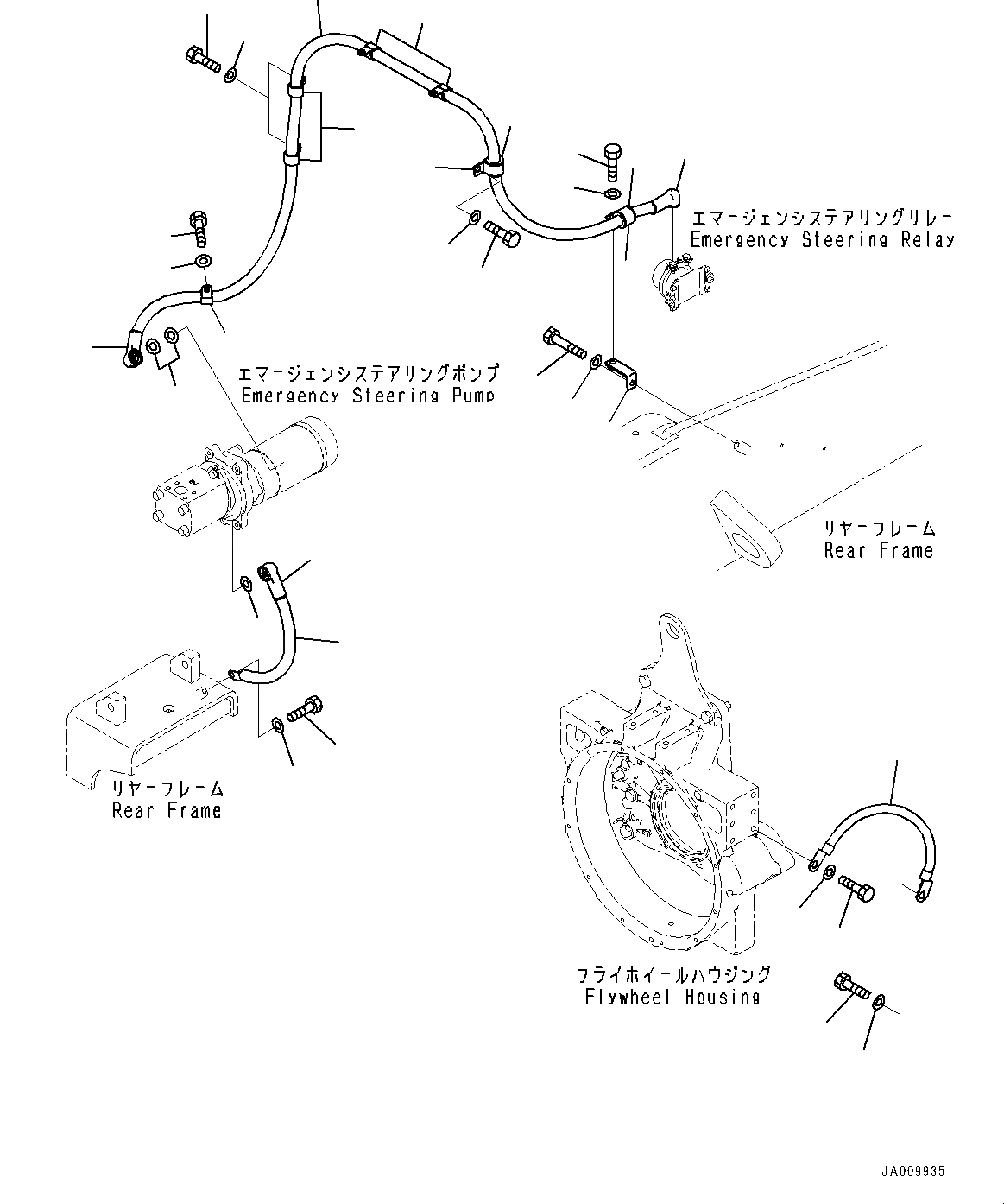 Схема запчастей Komatsu WA470-7 - ЗАДН. ПРОВОДКА, GROUND КАБЕЛЬ (№-) ЗАДН. ПРОВОДКА, С AMP. ГЕНЕРАТОР, ЭКСТРЕНН. РУЛЕВ. УПРАВЛЕНИЕ, АВТОМАТИЧ. УПРАВЛ-Е ТИП