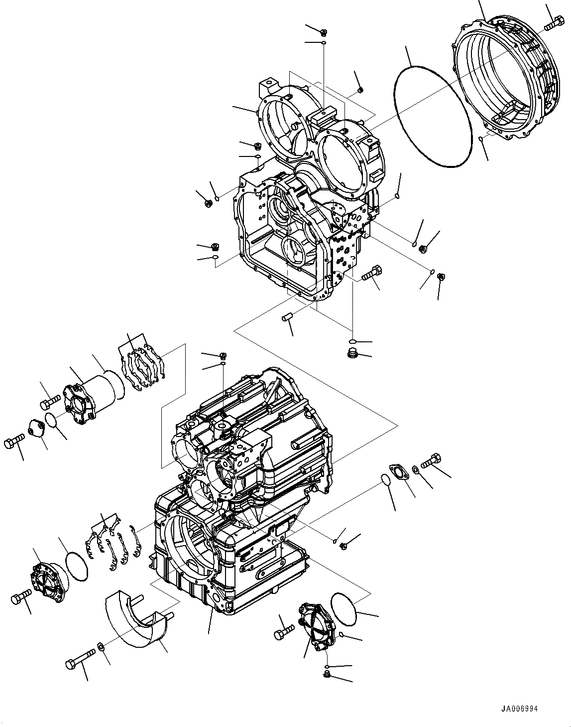 Схема запчастей Komatsu WA470-7 - ГИДРОТРАНСФОРМАТОР И ТРАНСМИССИЯ, КОРПУС ТРАНСМИССИИ (№-) ГИДРОТРАНСФОРМАТОР И ТРАНСМИССИЯ, С КРЫШКА МАСЛОНАЛИВНОГО ПАТРУБКА БЛОКИРОВКА И КРЫШКИБЛОКИР.