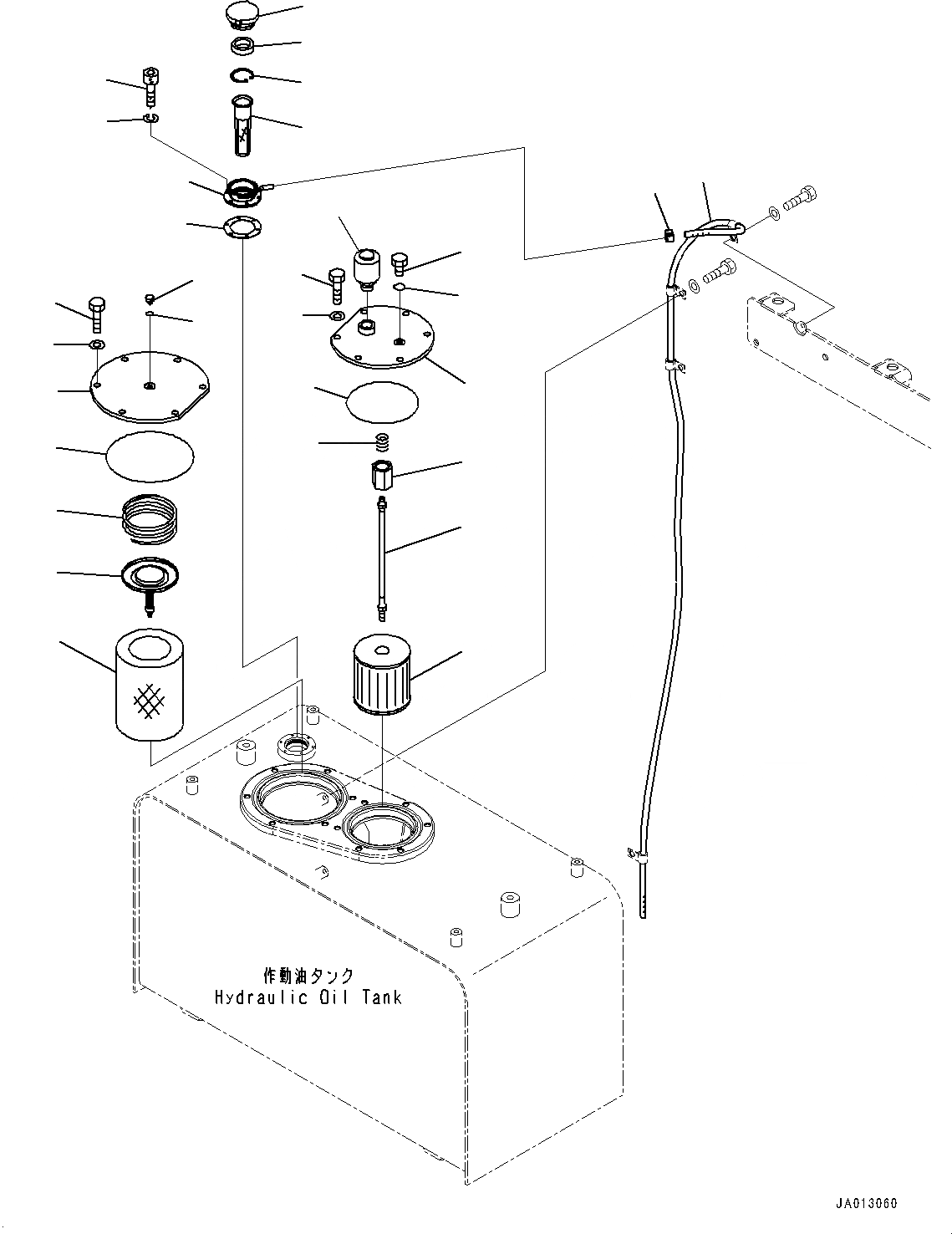 Схема запчастей Komatsu WA470-7 - ГИДР. БАК., ЭЛЕМЕНТ И ФИЛЬТР (№7-) ГИДР. БАК., С ЭКСТРЕНН. УПРАВЛ., АВТОМАТИЧ. УПРАВЛ-Е ТИП, АВТОМАТИЧ.-СИСТ. СМАЗКИ СИСТЕМА