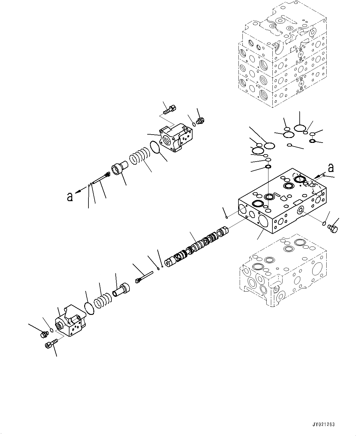 Схема запчастей Komatsu WA470-7 - ГИДРАВЛ МАСЛ. УПРАВЛЯЮЩ. КЛАПАН, -КЛАПАН (/) (№-) ГИДРАВЛ МАСЛ. УПРАВЛЯЮЩ. КЛАПАН, С 3-Х СЕКЦ. КОНТР. КЛАПАНОМ