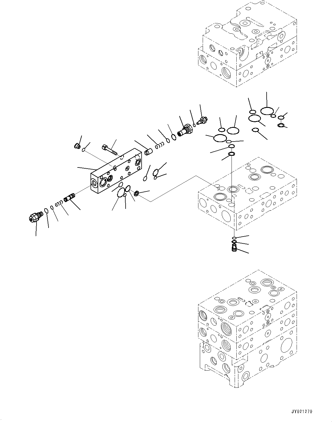 Схема запчастей Komatsu WA470-7 - ГИДРАВЛ МАСЛ. УПРАВЛЯЮЩ. КЛАПАН, -КЛАПАН (/) (№-) ГИДРАВЛ МАСЛ. УПРАВЛЯЮЩ. КЛАПАН, С 3-Х СЕКЦ. КОНТР. КЛАПАНОМ