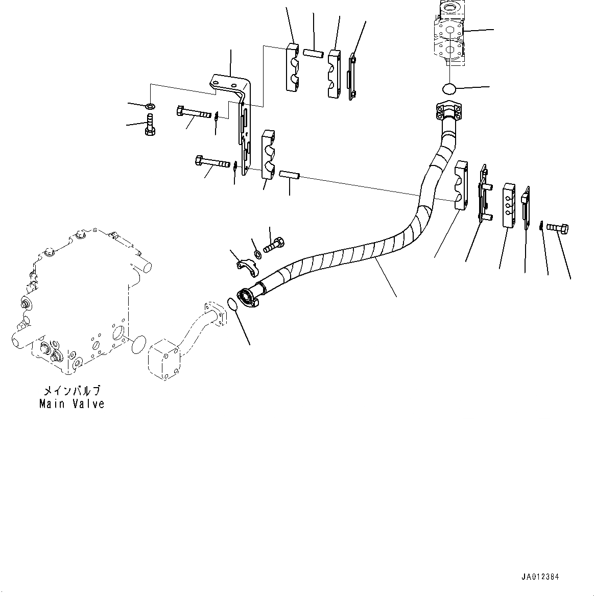 Схема запчастей Komatsu WA470-7 - ГИДРОЛИНИЯ, УПРАВЛЯЮЩ. КЛАПАН - ГИДР. БАК. (№-) ГИДРОЛИНИЯ, С 3-Х СЕКЦ. КОНТР. КЛАПАНОМ