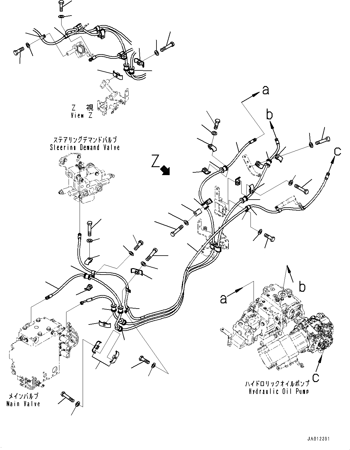 Схема запчастей Komatsu WA470-7 - ГИДРОЛИНИЯ, LS ТРУБЫ (№-) ГИДРОЛИНИЯ, С 3-Х СЕКЦ. КОНТР. КЛАПАНОМ