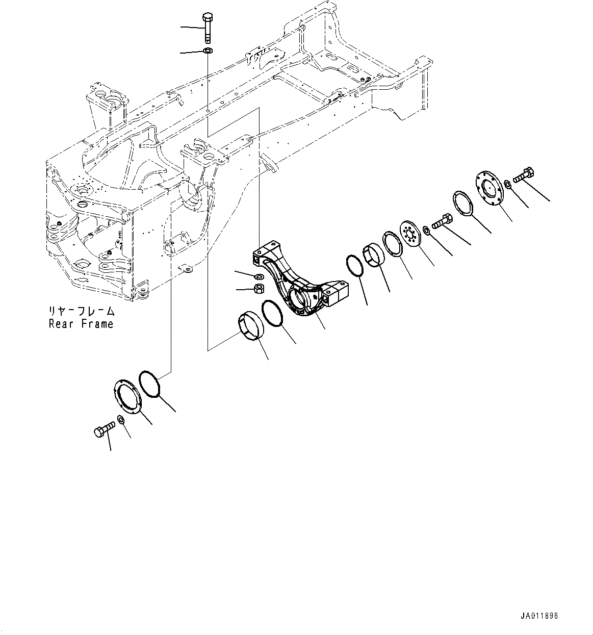 Схема запчастей Komatsu WA470-7 - СУППОРТ ЗАДНЕГО МОСТА(№-) ЗАДН. МОСТ СУППОРТ