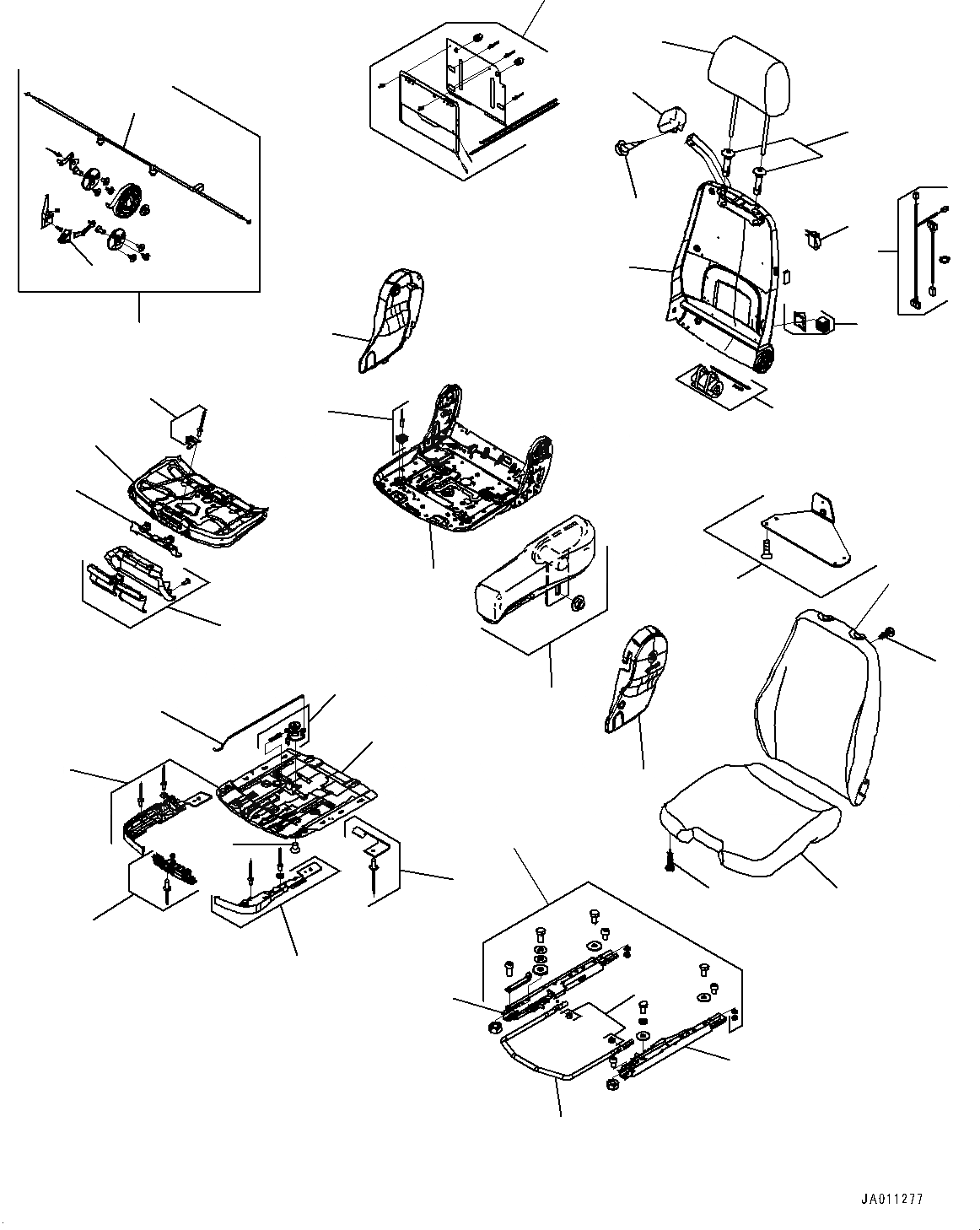 Схема запчастей Komatsu WA470-7 - СИДЕНЬЕ ОПЕРАТОРА, ВНУТР. ЧАСТИ (/) (№-) СИДЕНЬЕ ОПЕРАТОРА, GRAMMER, С ПОДОГРЕВED И -POINT РЕМЕНЬ