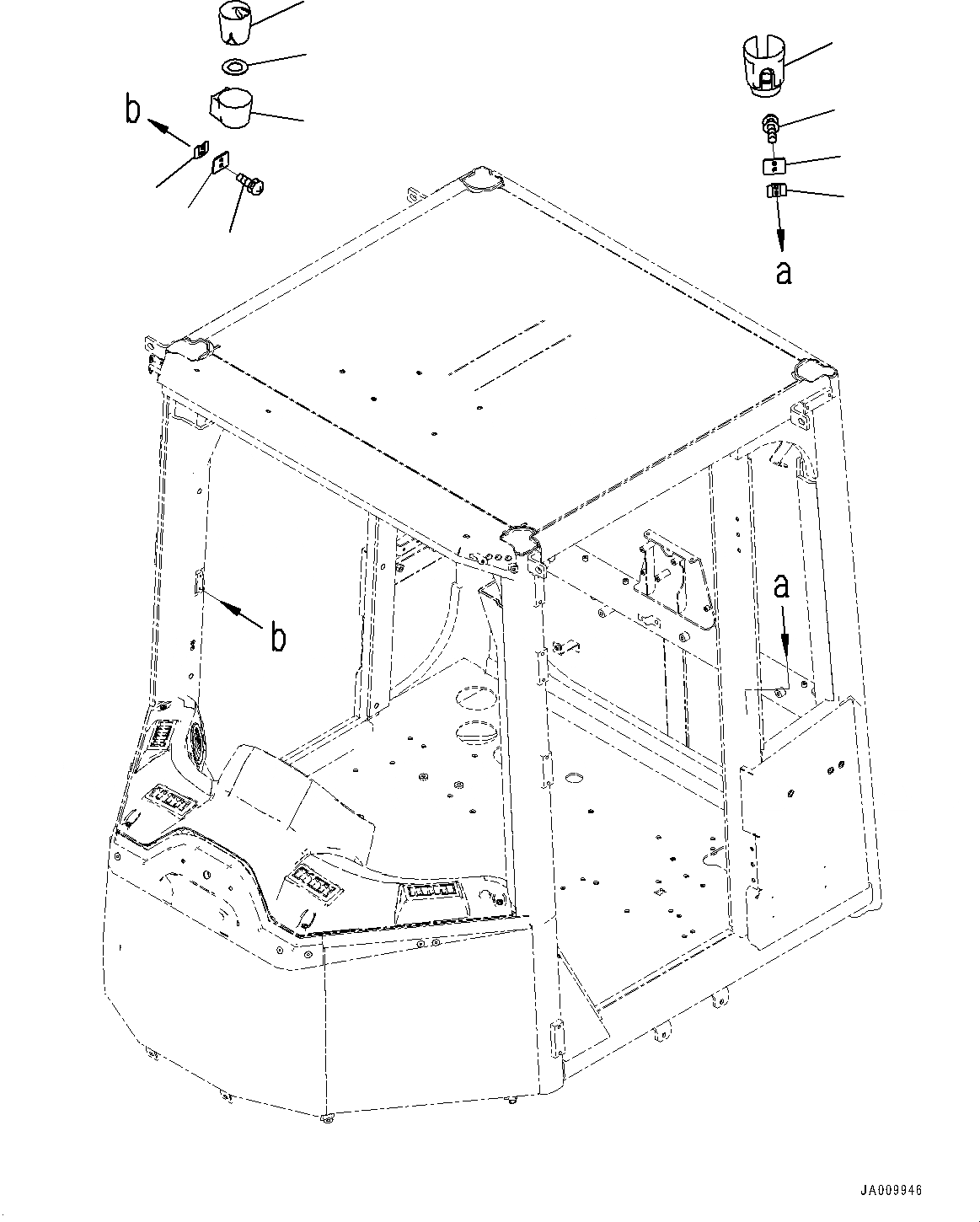 Схема запчастей Komatsu WA470-7 - КАБИНА ROPS И ОСНОВН. КОНСТРУКЦИЯ ГРУППА, ПОДСТАКАННИК И ПЕПЕЛЬНИЦА (№-) КАБИНА ROPS И ОСНОВН. КОНСТРУКЦИЯ ГРУППА, ДВУСТОРОНН. РАМА ОКНА