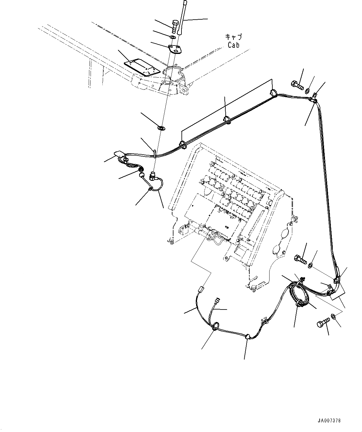 Схема запчастей Komatsu WA470-7 - КАБИНА ROPS И ОСНОВН. КОНСТРУКЦИЯ ГРУППА, ORBCOMM АНТЕННА (№-) КАБИНА ROPS И ОСНОВН. КОНСТРУКЦИЯ ГРУППА, ДВУСТОРОНН. РАМА ОКНА