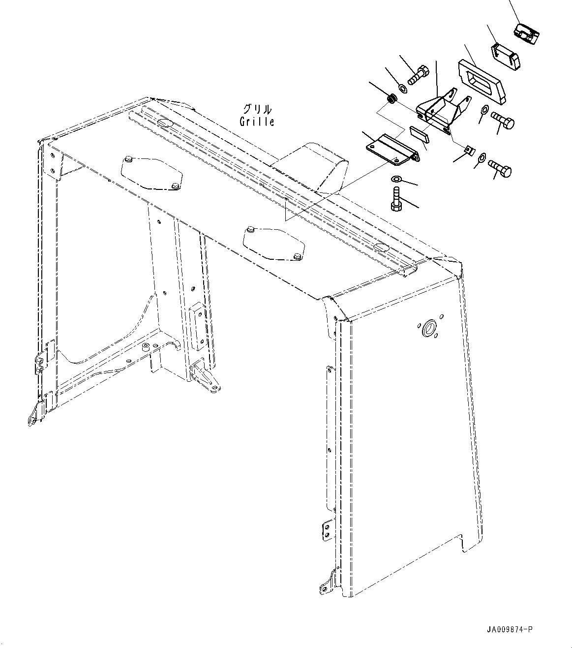 Схема запчастей Komatsu WA470-7 - КАПОТ, ЗАДН.VIEW CAMERA (№-) КАПОТ, С ЗАДН. ПОЛН. КРЫЛО