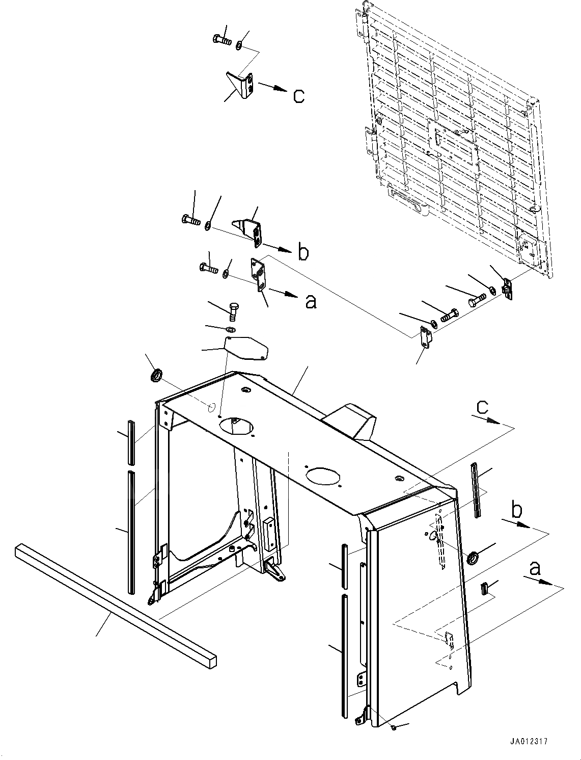 Схема запчастей Komatsu WA470-7 - КАПОТ, РЕШЕТКА (№-) КАПОТ, С УДЛИНН. ВПУСК ВОЗДУХА, КРЫШКА ТИП, ДЛЯ СТРАН ЕС БЕЗОПАСН. REGULATION