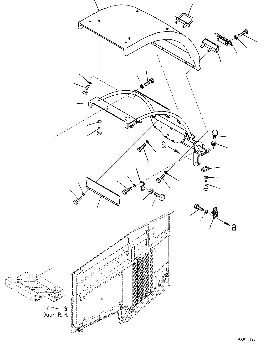 Схема запчастей Komatsu WA470-7 - ЗАДН. КРЫЛО, КРЫЛО, ПРАВ. (№-) ЗАДН. КРЫЛО, БЕЗ REFLECTOR