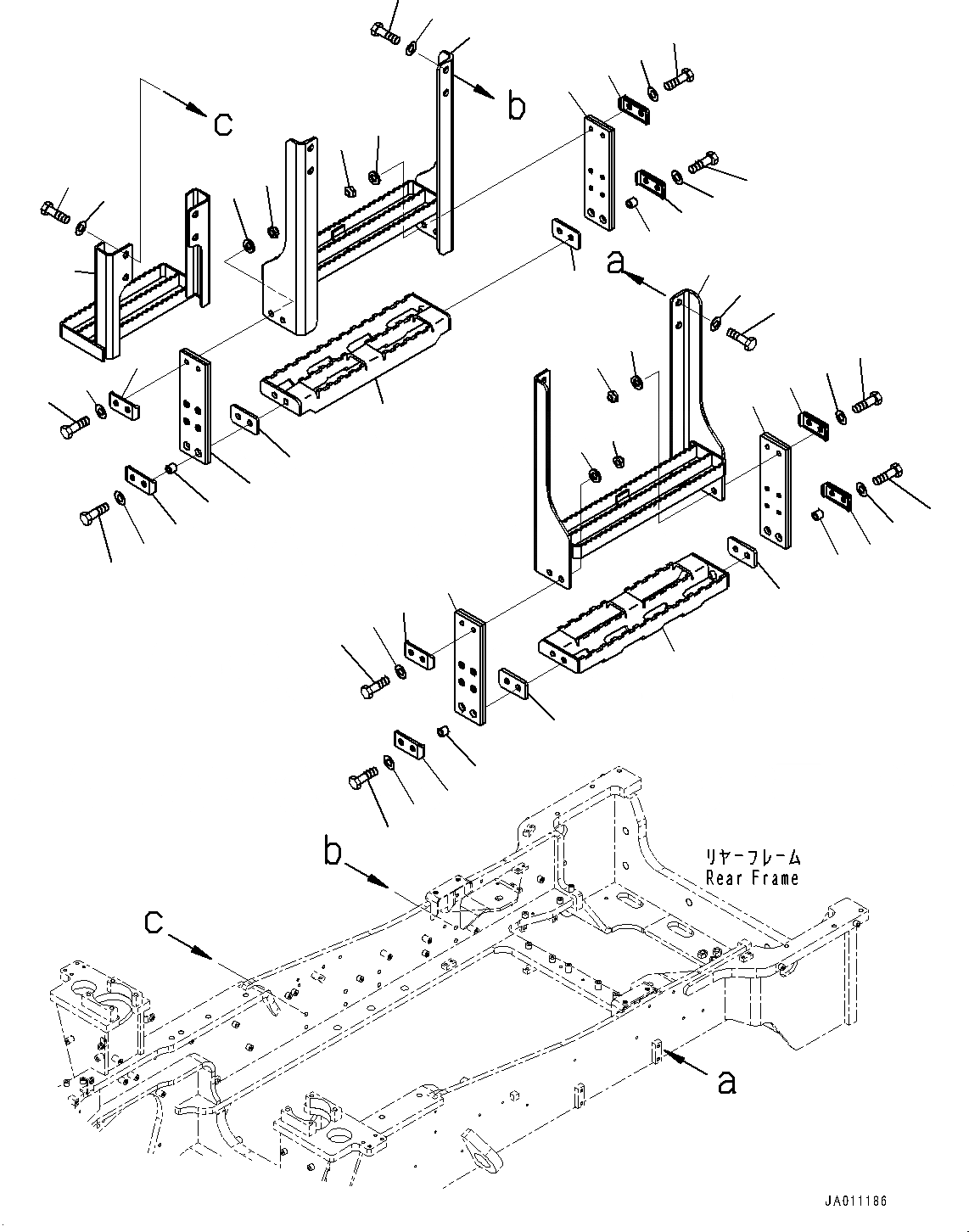 Схема запчастей Komatsu WA470-7 - ЛЕСТНИЦА, СТУПЕНИ (№-) ЛЕСТНИЦА, С ЗАДН. ПОЛН. КРЫЛО