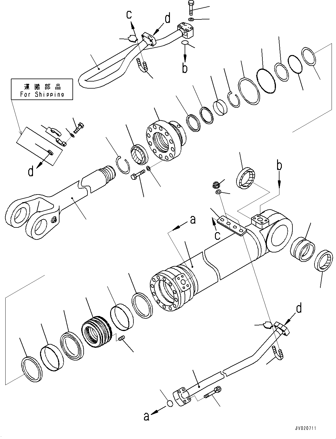 Схема запчастей Komatsu WA470-7 - ГИДРОЦИЛИНДР ПОДЪЕМА, ПРАВ. (№-) ГИДРОЦИЛИНДР ПОДЪЕМА, С АВТОМАТИЧ.-СИСТ. СМАЗКИ СИСТЕМА